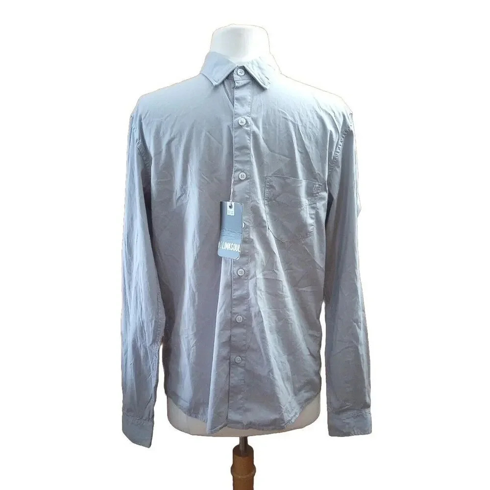 LINKSOUL Long Sleeve Button Up Shirt New Men's Sz S Gary Style LS225